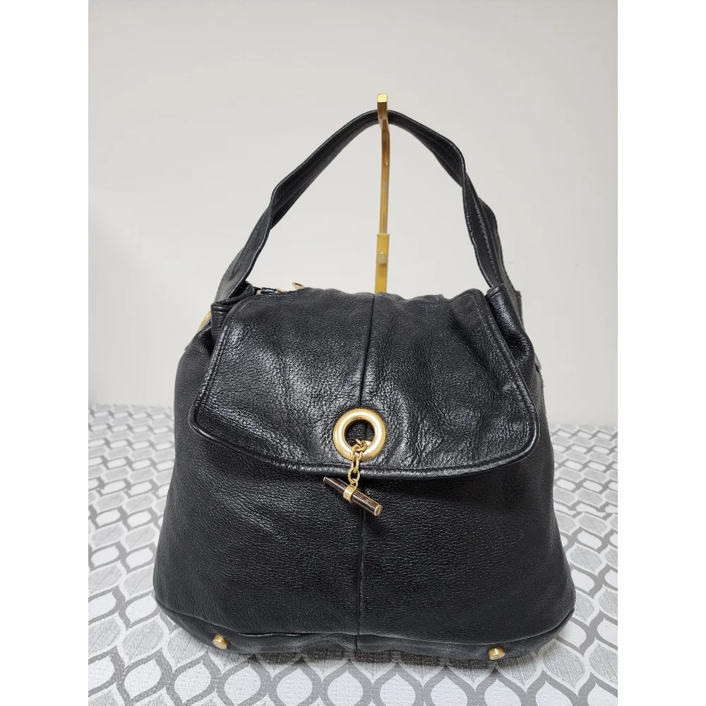 Yves Saint Laurent Vintage Capri Grain Leather Hobo Bag Black